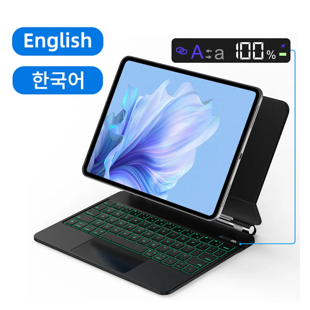 

Smart Magic Keyboard for Samsung Galaxy Tab S9 S8 S7 with Digital Display Trackpad RGB Backlit Magnetic Typing Case Cover 11”