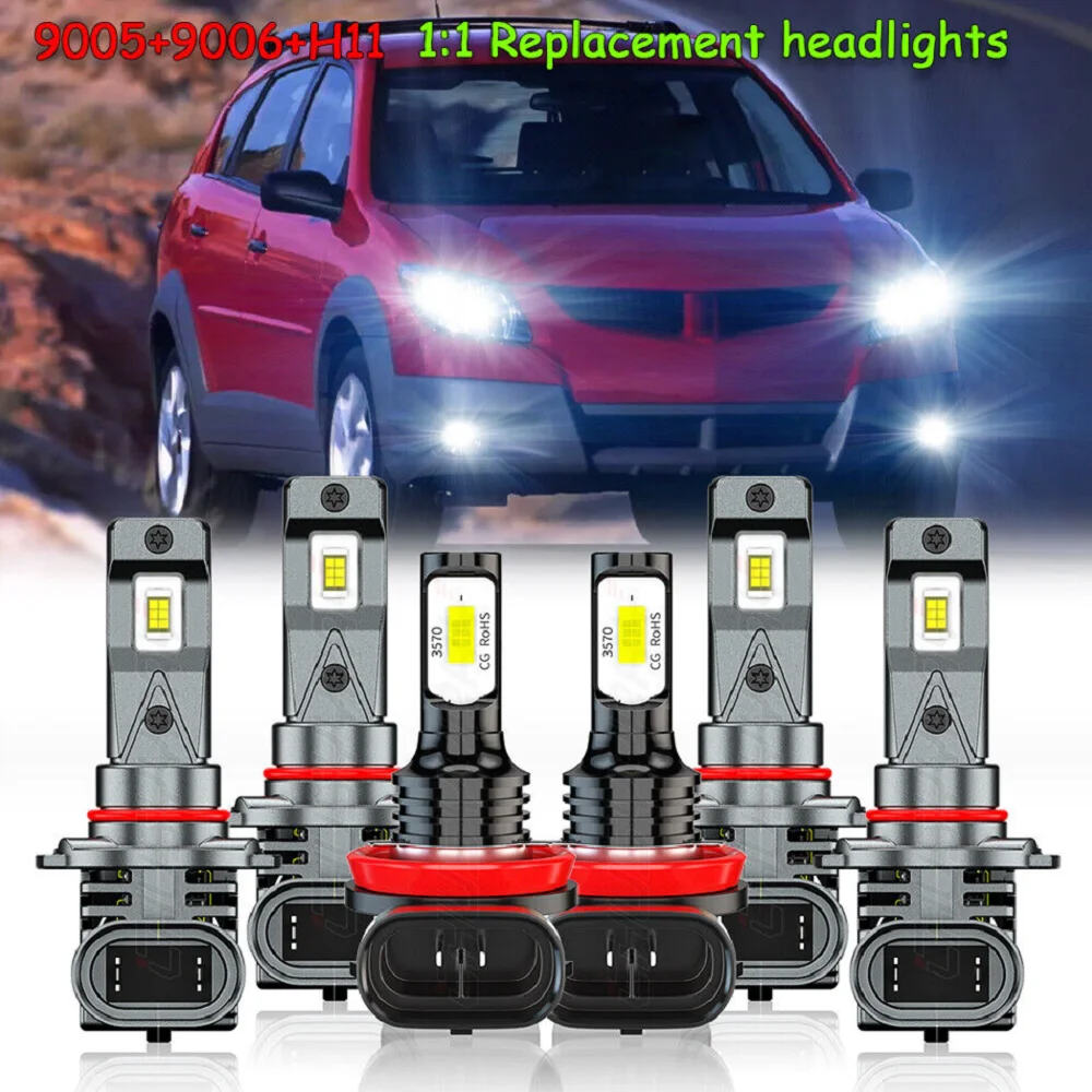 CHUSYYRAY Car lights For Pontiac Vibe 2009 2010 Combo LED Headlights High/Low & Fog Lights Bulbs Kit Car accsesories