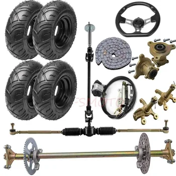 TDPRO 29" Rear Axle Kits/Hub/6 inch Tires/Steering Wheel for 110cc Go Kart Golf Cart Scooter Quad Bike ATV