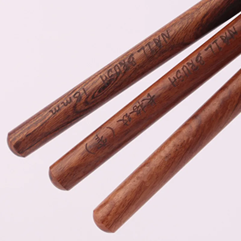 1/2 قطعة خشب الصندل مقبض فرشاة الفن بطانة تصميم اللوحة البولندية فرشاة جل UV هلام مسمار رسم القلم أدوات رأس مستدير مع غطاء معدني