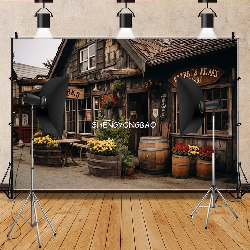 Vintage Old Tavern Barista Coffee Shop Bar Photography Backdrop Warm Medieval Inn Fantasy Retro Photo Studio Background LJG-07