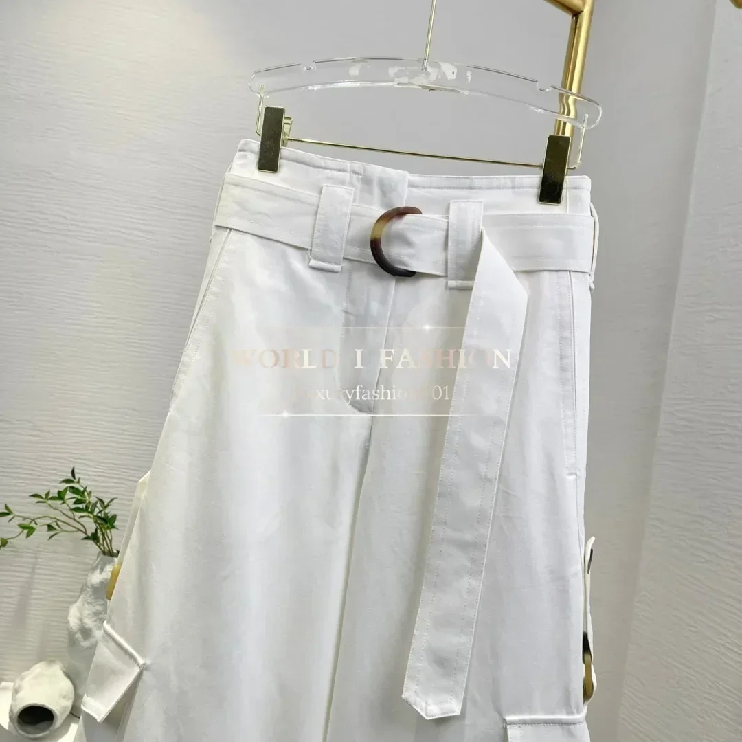 2025 Neue hochwertige weiße Cargohose, stilvolle, bequeme Streetwear-Mode
