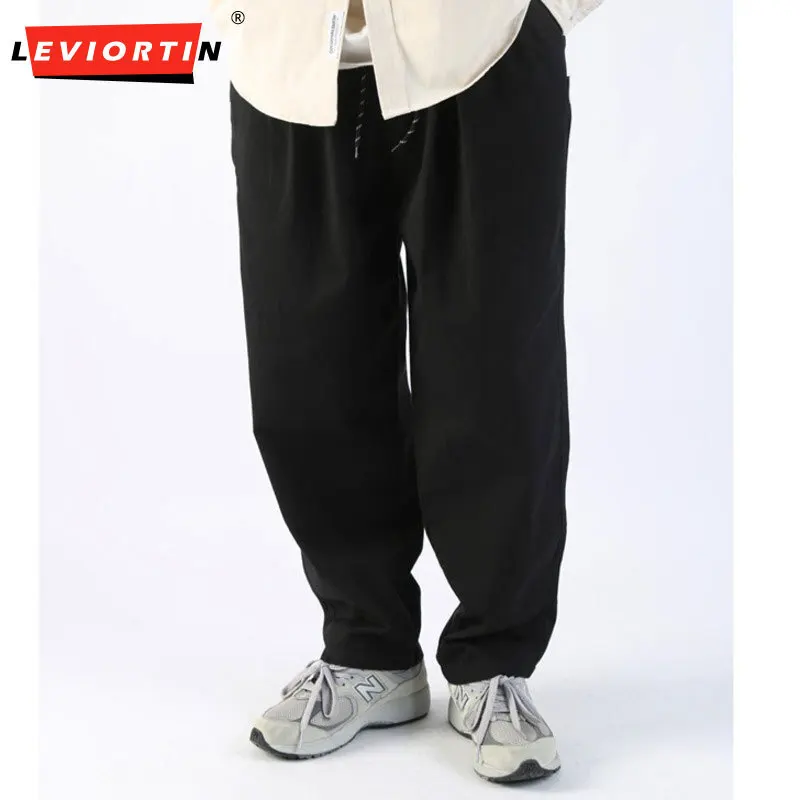 

NFour Seasons Trendy Brand Straight Tube Work Pants for Men, Japanese Retro, Loose, Handsome, Versatile, Pure Casual Pants