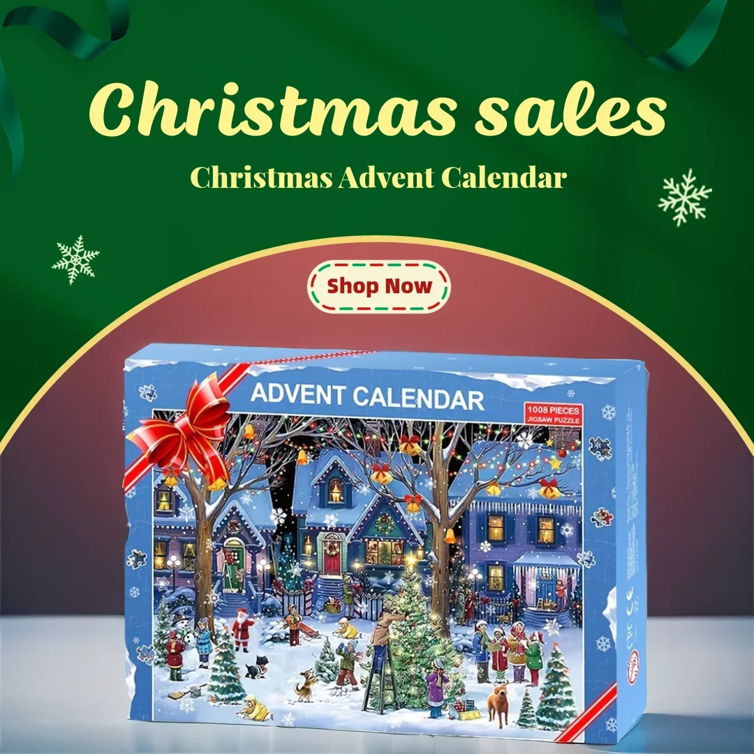 Christmas Advent Calendar Decorations Jigsaw Puzzles Xmas Countdown Gift 24 Parts 1008 Pieces Jigsaw Puzzles Gift