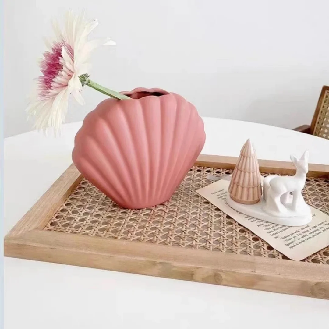 Shell Vase Silicone Mold DIY Cement Gypsum Pen Tube Mold Illustration Vase Flower Pot Accessories Decoration Mold