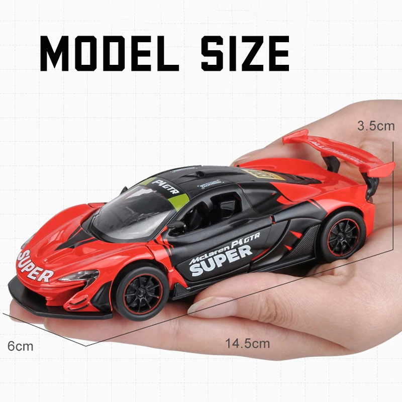 1:32 Mclaren P1 GTR Alloy Car Model Light & Sound Effect Diecast Car Toys for Boys Birthday Gift Toys Car Collection