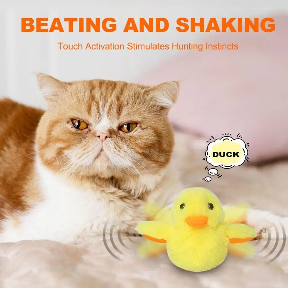 Flapping Duck Cat Toy Washable Plush Sounding Duckling Pet Sensor Toy Play Vibration Cat Interaction Electric Toy USB Y6W4