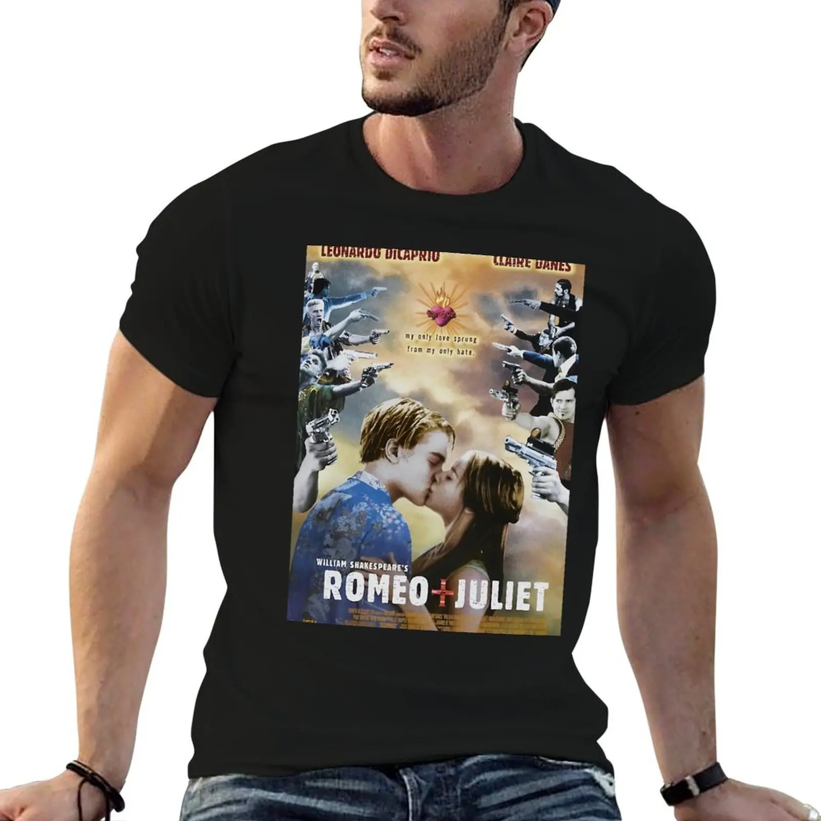 Camiseta con estampado de Romeo y Julieta, ropa de talla grande, anime, ropa de talla grande para hombre