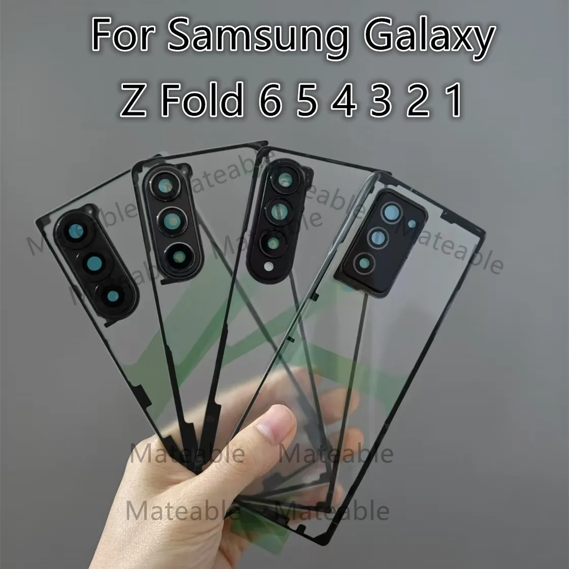 F956 F946 F936 Housing For Samsung Galaxy Z Fold 6 5 4 3 2 Transparent Battery Back Cover Repair Door Rear Case + Camera Lens