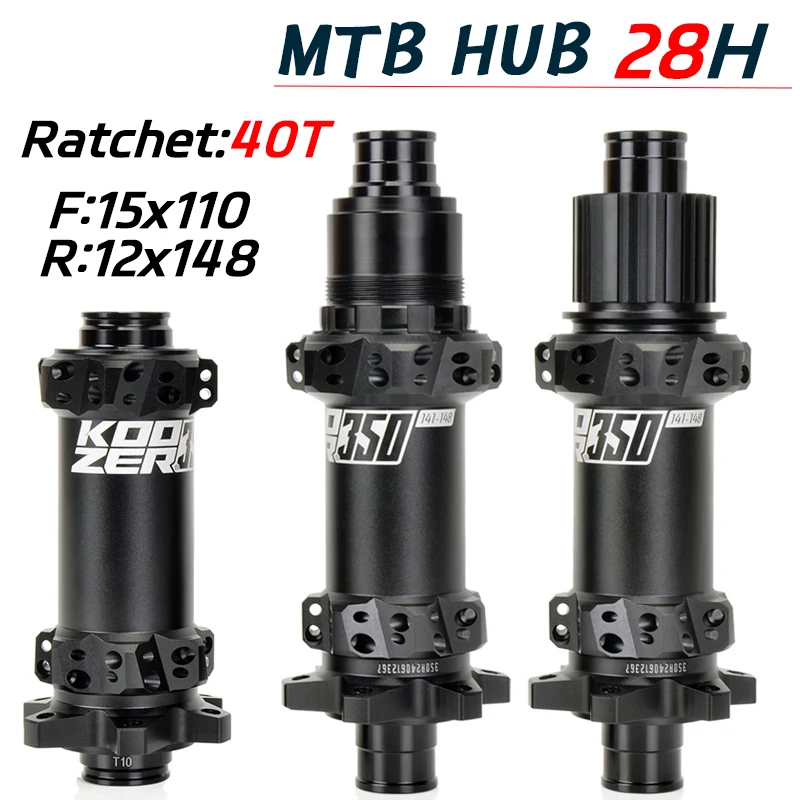 

KOOZER 350 Boost Hub 28 Holes Mtb Ratchets 40T Straight Pull Hub Disc Brake 6 Pawl 15x110 12x148 THRU Bicycle Accessories
