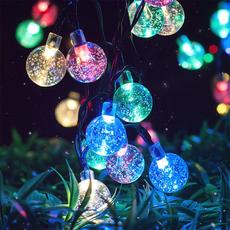 Solar String Lights Garden Outdoor Crystal Ball Fairy Light Home Patio Yard Christmas Wedding Tree Decoration Lamp