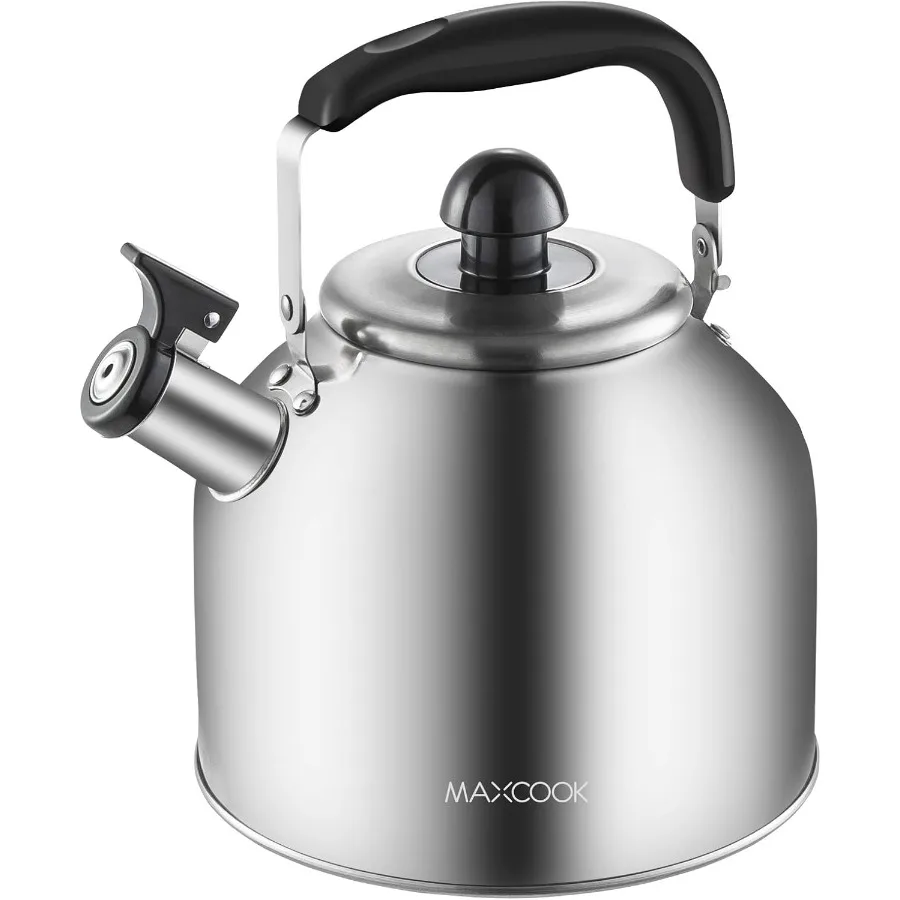 

4.2 Quart 4L Stainless Steel Whistling Tea Kettle with Brushed Satin Finish Ideal for Boiling Water and Brewing Tea on Inductio