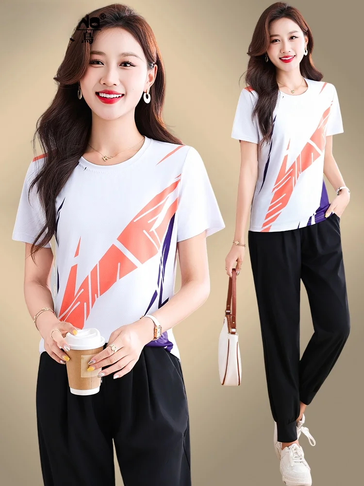 

Спортивный комплект TUCANO Ice Silk Quick Dry для женщин, новинка 2026 года, летний модный повседневный костюм для утренних пробежек, комплект из двух предметов: длинные брюки и топ