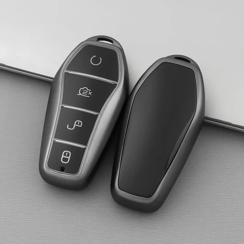4 Buttons Soft TPU Remote Control Protect Cover For BYD Qin Plusdmi Atto 3 Han EV Dolphin New Car Key Case Durable Accessories