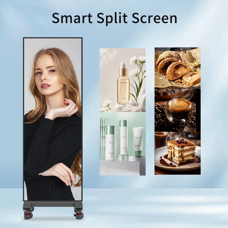 P2.5 P3 P4 LED Screen Indoor Advertising LED Poster Display Screen 4G WiFi USB Movable Mirror Poster Digital Poster Display
