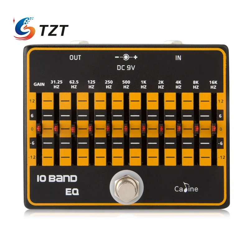 

TZT 10-Band EQ Effects Pedal 9V DC Electric Guitar/Bass Equalizer Pedal Support Gain Adjustment