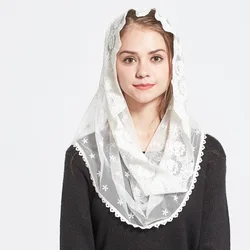 Mantilla Lace Veils Catholic Latin Mass Shawl Head Covering Scarf Women Spanich Muslim Veils For Church Chapels Wedding Bride