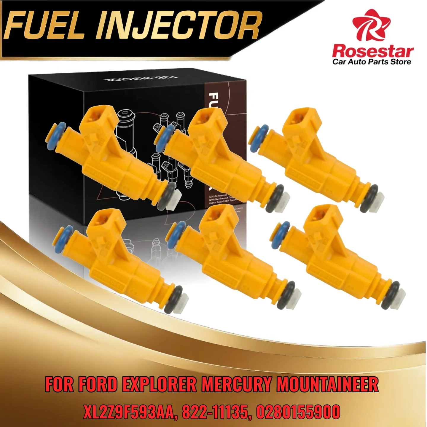 

6Pcs Fuel Injector for Ford for Mercury 4.0L V6 Fit Explorer Mountaineer 1999 2000 2001 0280155900