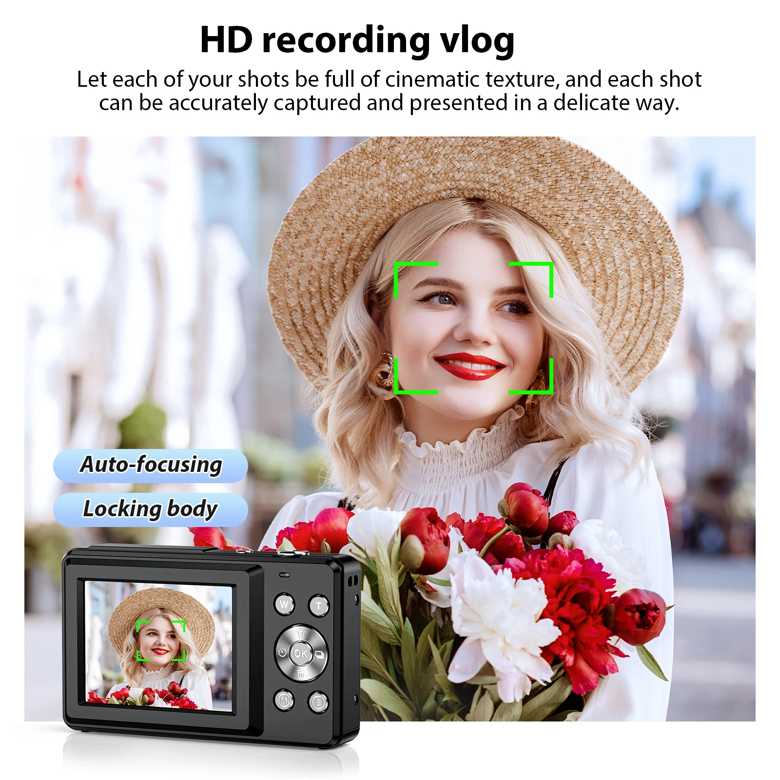 كاميرا رقمية CCD كاميرا رقمية محمولة 16X Zoom 1080P Vlog مسجل فيديو مع تكبير رقمي 16X حجم صغير للسفر #5