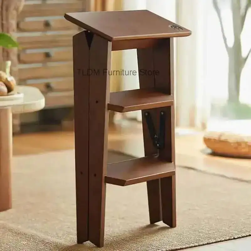 Wooden Stool, Modern Stool Multifunctional Stool, Step Accent Mid-Century for Convertible Ladder  Home