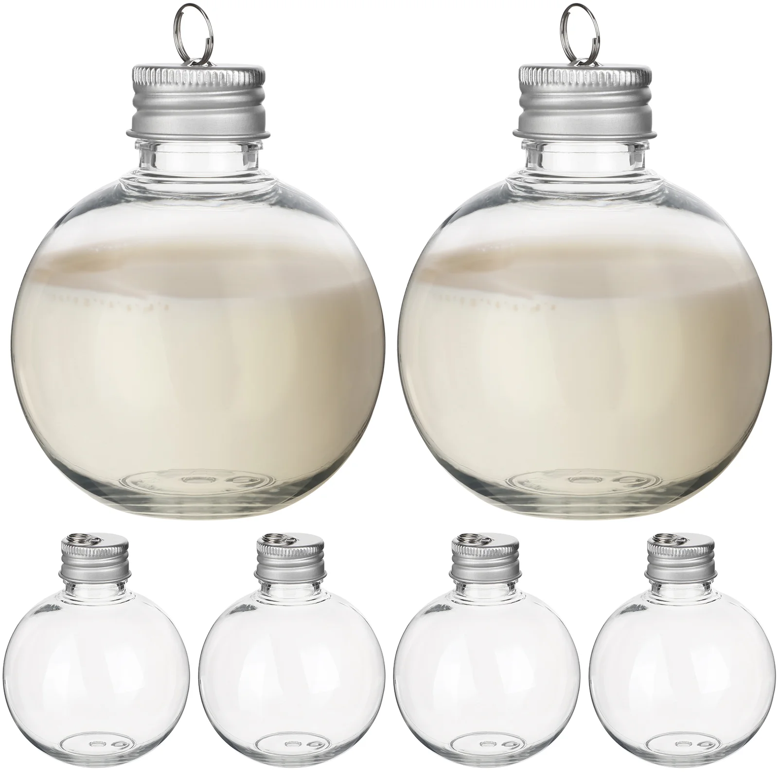 

Juice Bottles Christmas Drink Balls Spherical Coffee Flask Anti-leak Clear Hanging Bulbs Silver The Pet