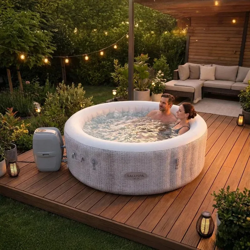 Bestway SaluSpa Cancun Round Inflatable Hot Tub,2-4 Person Outdoor Spa with 120 AirJets, Energy-Efficient Construction,71