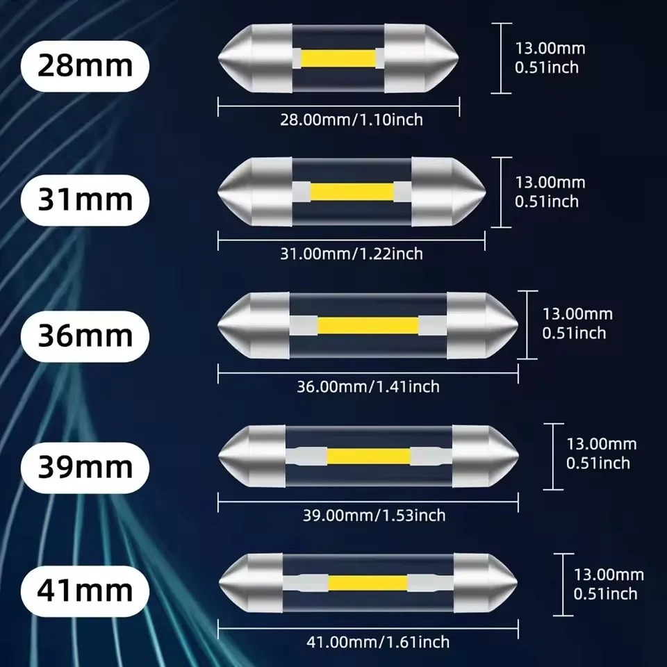 12V car reading lamp double-point LED interior C5W car lighting rear roof bulb trunk light modification 31mm 36mm 39mm 41mm