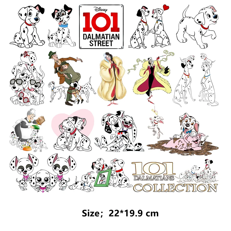 Disney 101 Dalmatians Dogs clothes stickers Iron on patches Cruella custom patch for kids Flex fusible transfer