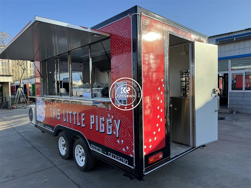 Concession Food Truck Trailer, voll ausgestatteter Catering-Anhänger, Eiscreme-Wagen, Straßensnack, Kaffee-Kiosk, Food Truck, mobile Küche