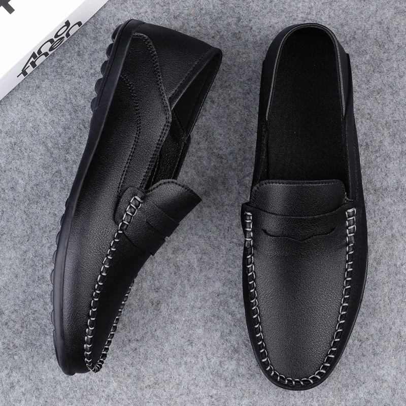 

Summer new men's casual leather shoes spot 2024 cross-border large size trend fashion soft bean shoes low-top men's shoes