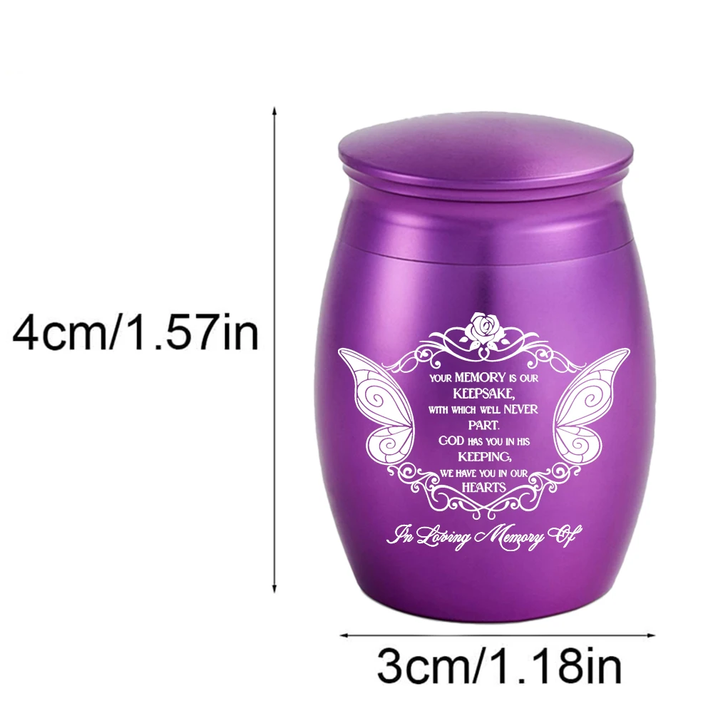 Small Cremation Keepsake Urns for Human Ashes Butterflies Aluminium alloy Memorial Ashes Holder Funeral Cremation Urn