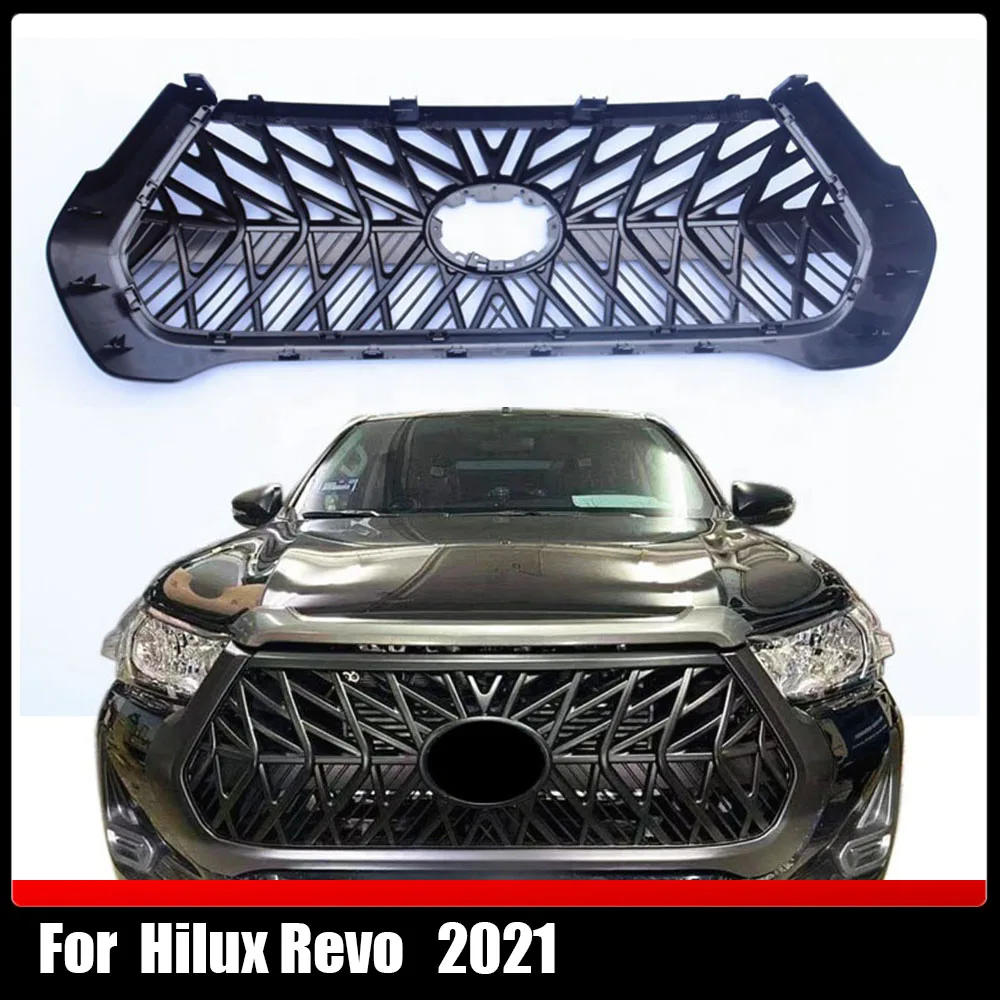 

For Hilux Revo 2021 Modified For Hilux Front Grill ABS Grill Auto Pickup Exterior Accessories Front Bumper Mesh Cover Grills