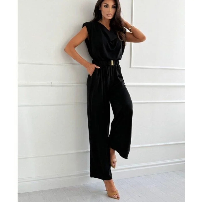 Cross-Border Style Summer New Apricot Belted Waistless Sleeveless Jumpsuit Long Pants Casual Pants for Women Comfortable Poly...