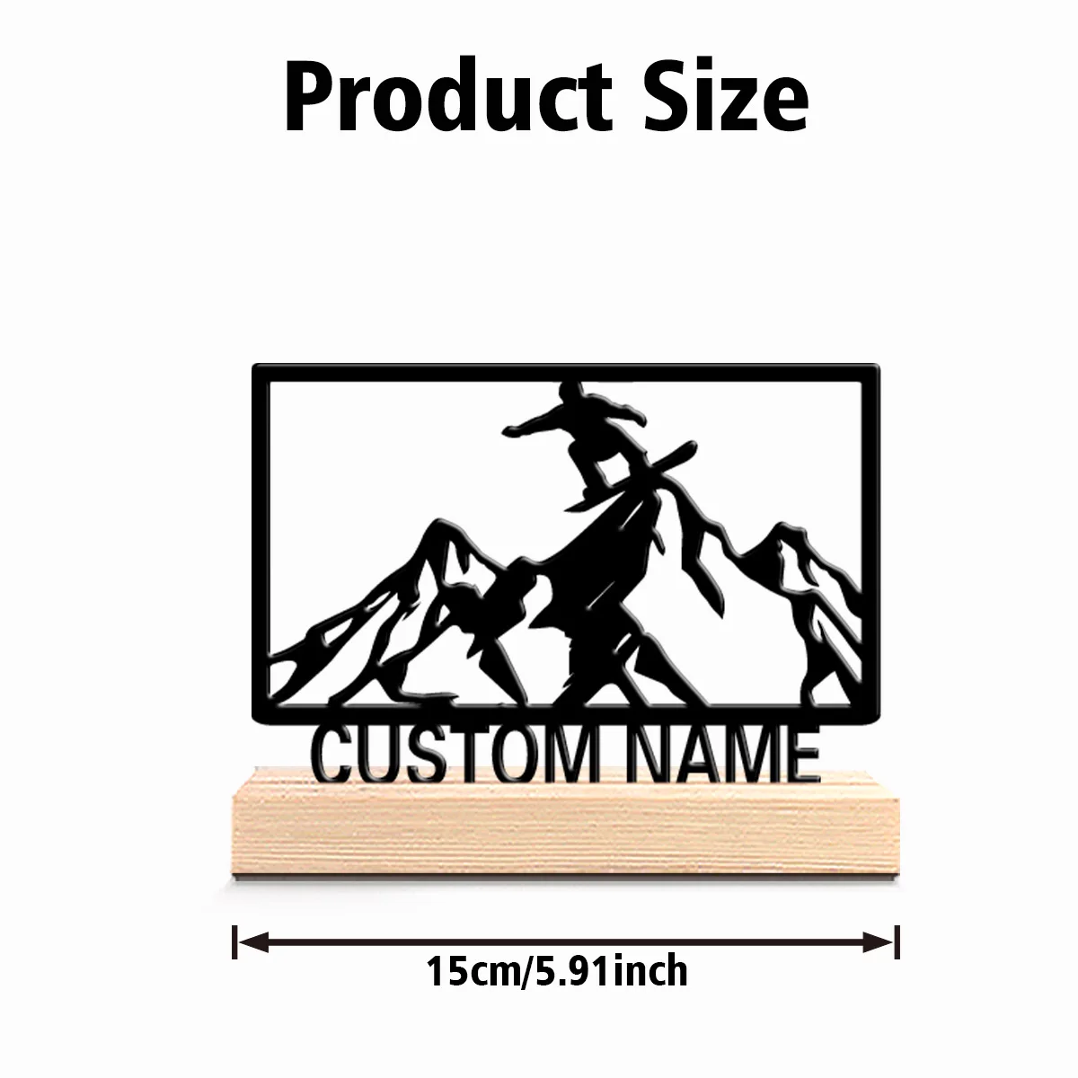 1pc Cute Personalized Custom skiing Metal Statues Wooden Base Lighting for Office Workshop Modern Rustic Steampunk Themes