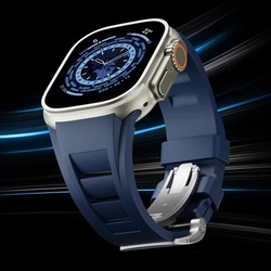 Soft Rubber Butterfly Clasp Band for Apple Watch Ultra 3 2 49mm Series 11 10 46mm 9 8 7 45mm Silicone Correa for iWatch se 44mm