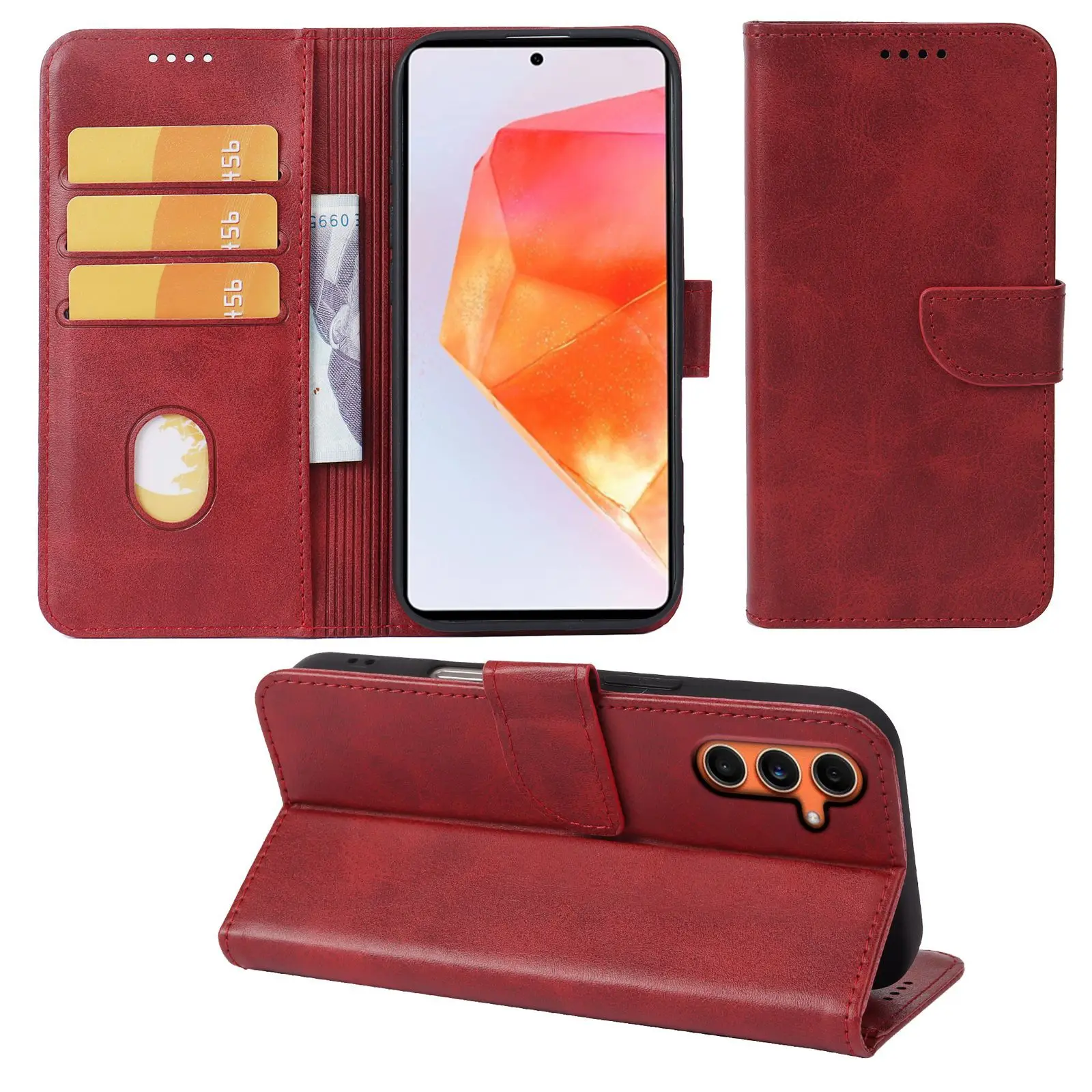 Magnetic Flip Wallet Case For Samsung Galaxy A36 A16 A06 Leather Card Slot Kickstand Full Protection Cover