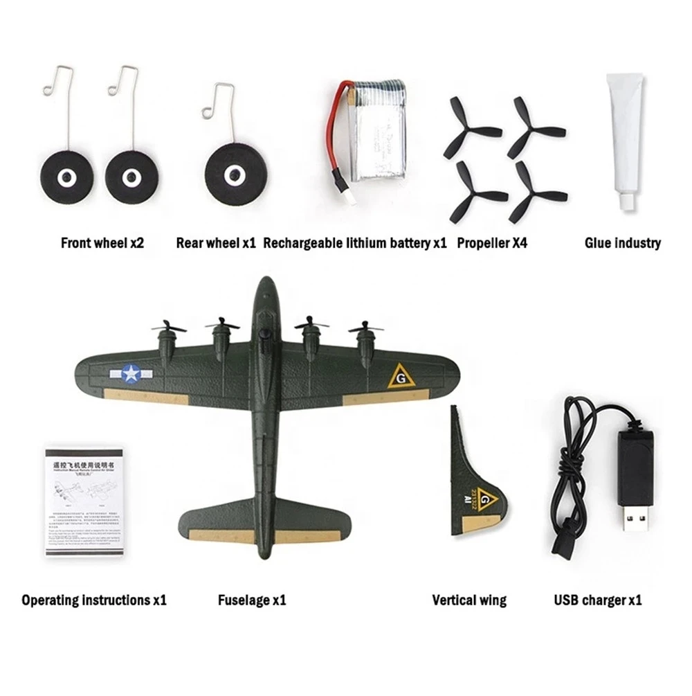 Avião de controle remoto para crianças, RC Aircraft Fighter, espuma EPP, avião de asa fixa, brinquedos infantis, presente, FX817, B17, 2.4G, 2CH