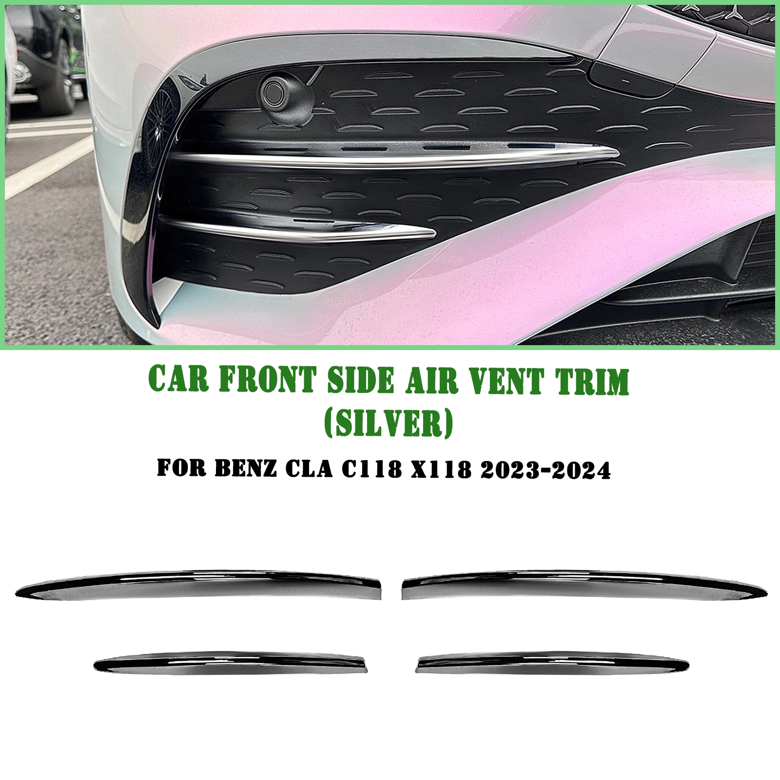 For Mercedes Benz CLA Class C118 X118 AMG 2023-2024 Front Bumper Side Air Vent Trim Intake Frame Cover Canard Spoiler Decorative