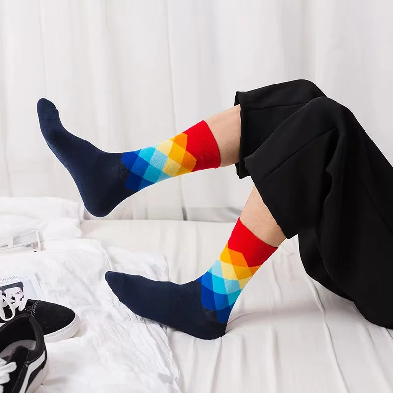 5/10 Pairs Lot Pack Set Men Women Business Classic Socks Lover Christmas Cartoon Funny Geometric Happy Cotton Socks High Quality