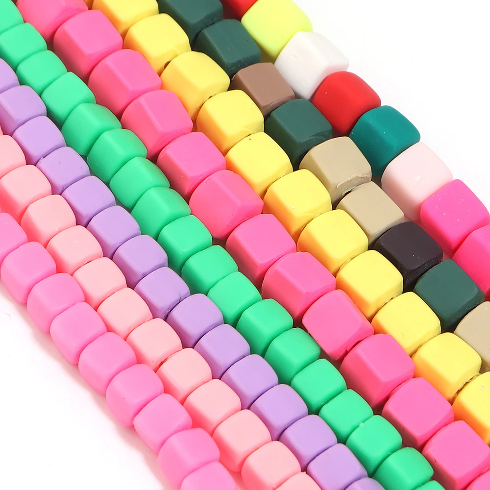 Apx 60-85 Stück Unregelmäßige Quadratische Polymer-Tonperlen Bunte Lose Abstandsperlen für Schmuckherstellung DIY Armband Halskette Zubehör – Detail 3