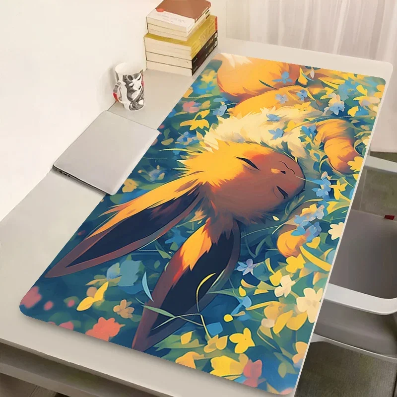 

2025Kawaii кожаный коврик для мыши для ноутбука, нескользящий коврик для игровой клавиатуры, новый японский аниме P-pokemon E-eevee, коврик для мыши, геймерский шкаф, стол