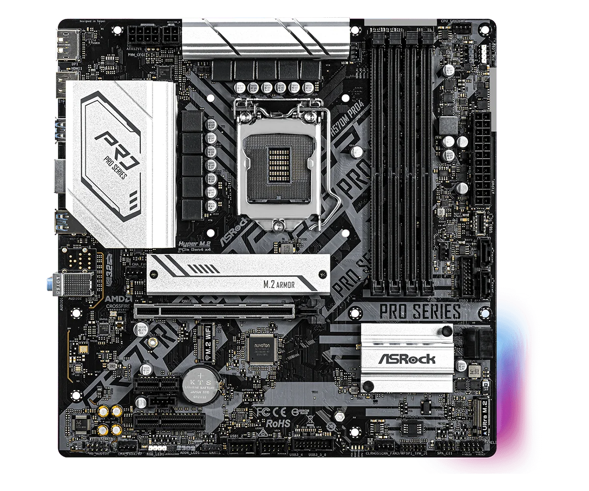 Imagem -02 - Asrock-placa-mãe H570m Pro4 Suporte I511600k I9-10900f I5-10400f G6605 I5-11400f Lga 1200 Intel H570 Ddr3 M.2 Micro Atx