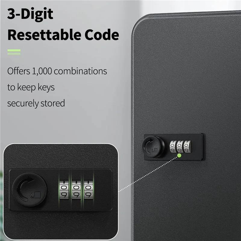 A47Z 28-Key Cabinet With Kock Wall Mounted Key Organizer With 40 Key Tag Labels Identifiers