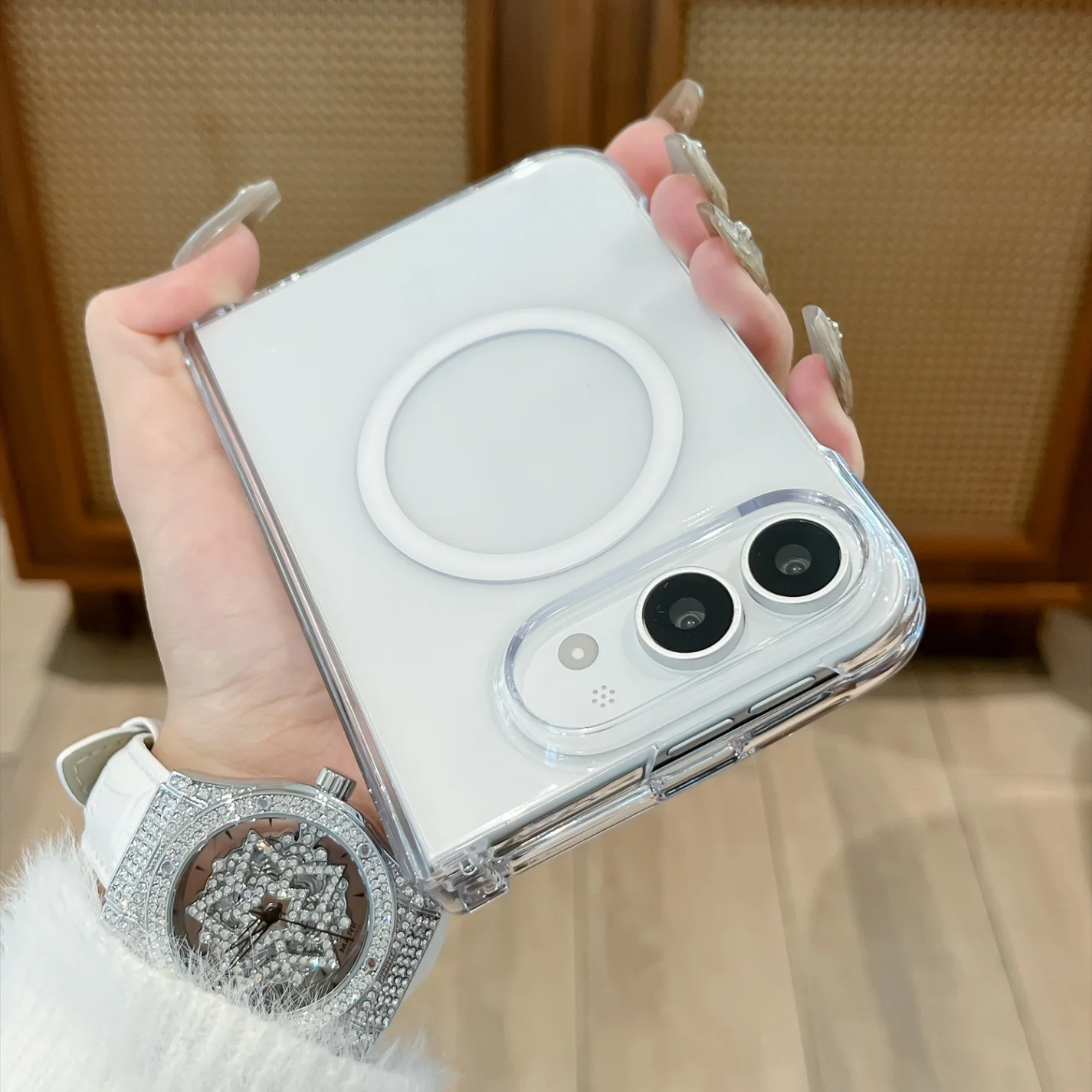 Luxury Transparent Mirror Magnetic for Magsafe Phone Case for IPhoneUltra 18Fold Hinge 3in1 Slim Shockproof Cover for IPhone Duo - view 5