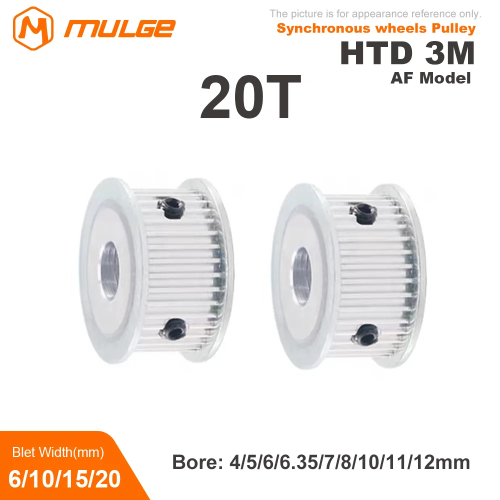 20Teeth HTD 3M Timing Pulley Bore 4/5/6/6.35-12mm Belt Pulley Tooth Width 6/10/15/20mm Synchronous Wheel 20T HTD3M Timing Idler