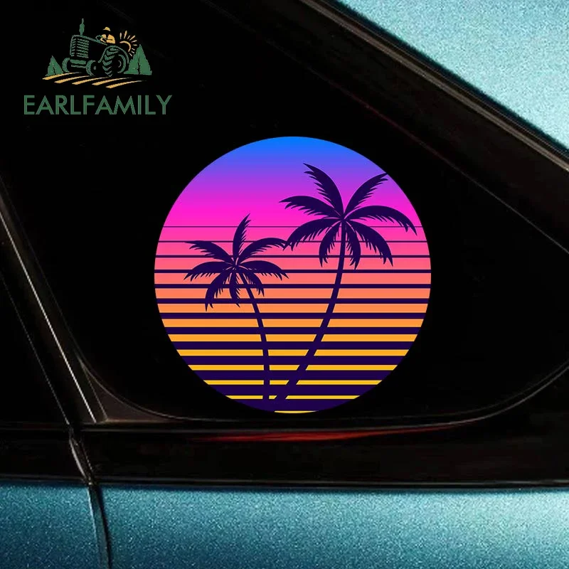 

EARLFAMILY 13 см x 13 см для заката кокосовой пальмы, автомобильные аксессуары, наклейки на багажник, окна, мотоцикл, индивидуальная наклейка, водонепроницаемая