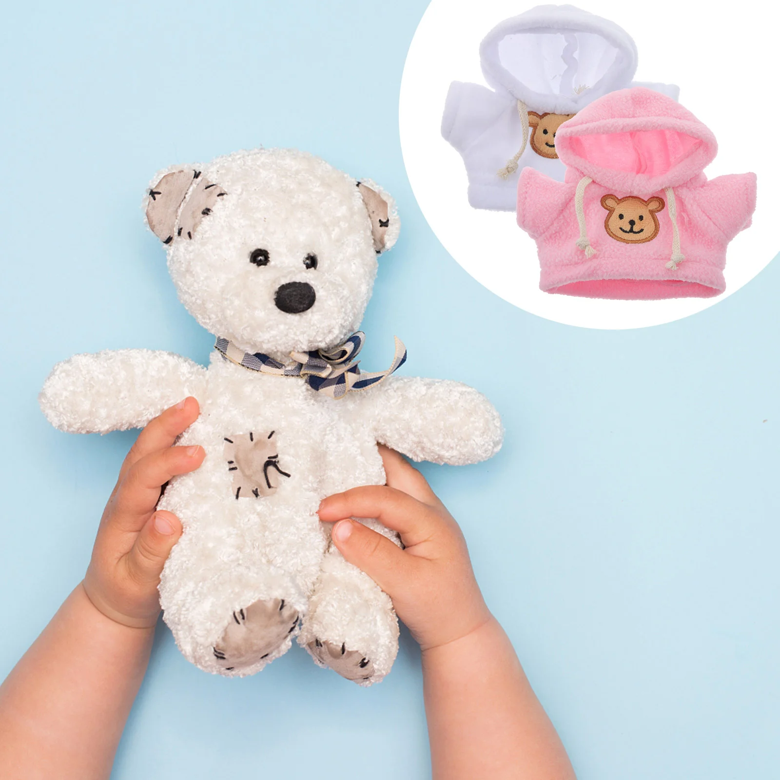 2 Pcs Girl Toys DIY Bear Accessories Replaceable Clothes Plush Stuffed Hoodie Costume Dress Up Accessory