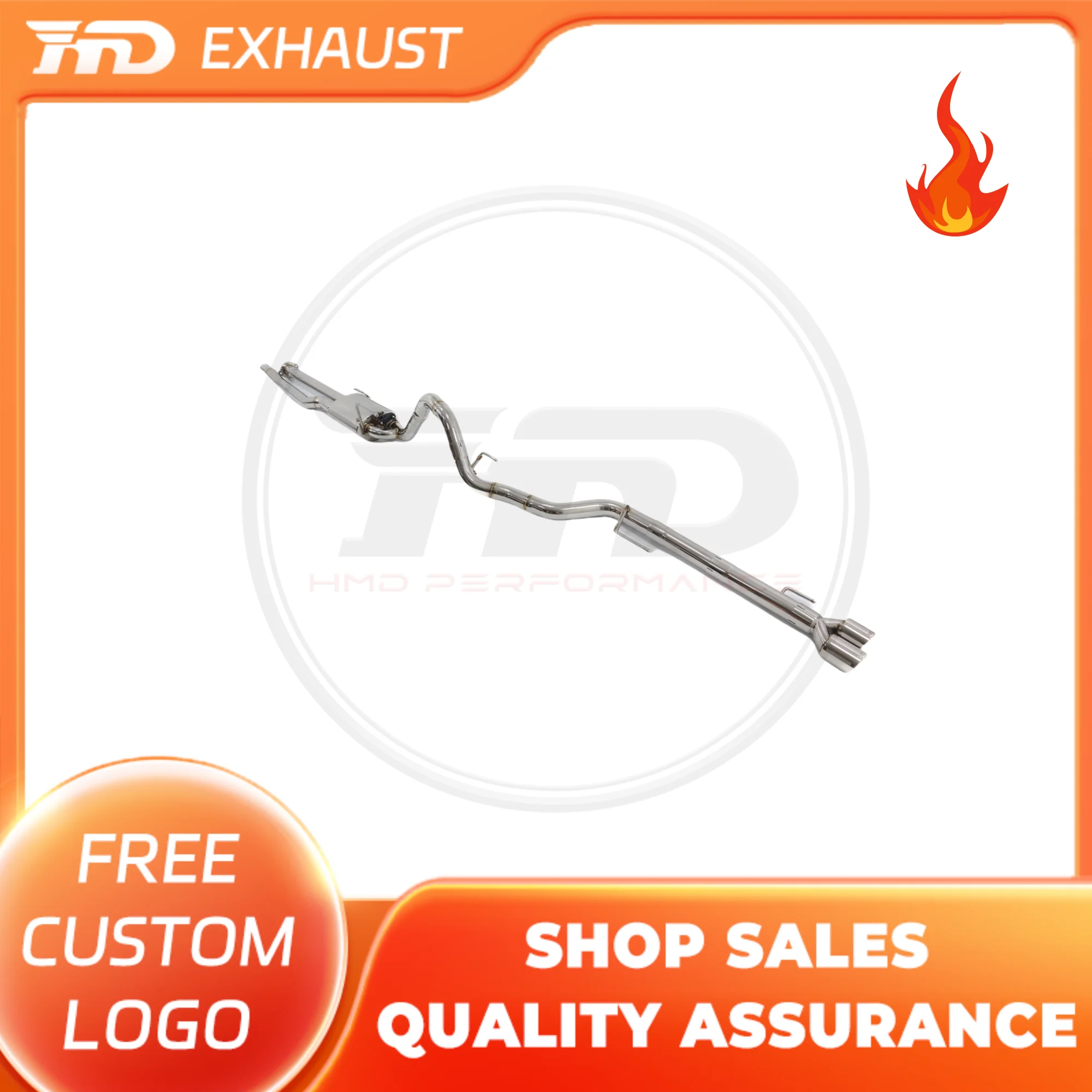 

HMD Exhaust System High Flow Performance Catback for Ford Raptor F150 Car Accessories With Valve and Silver Tips