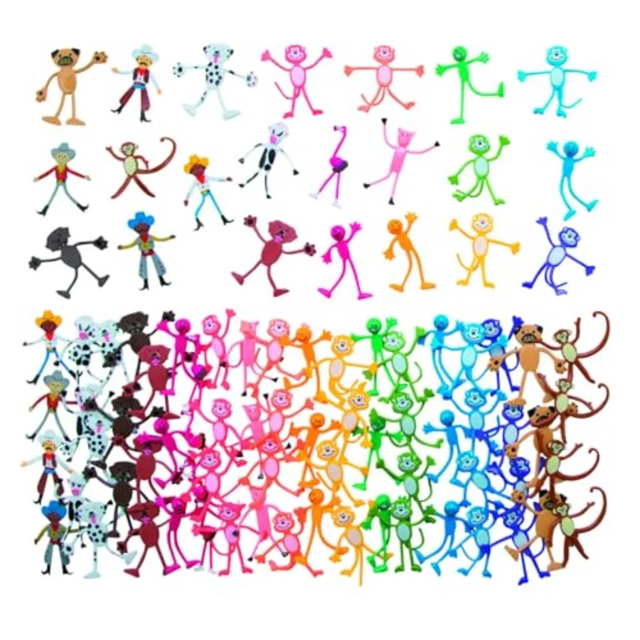 

Набор гибких игрушек Mega Bendable, 100 штук – Подарки для вечеринок, призы для классов 4-8 и 8-12, игрушки для сундуков с сокровищами, наполнение подарочных пакетов