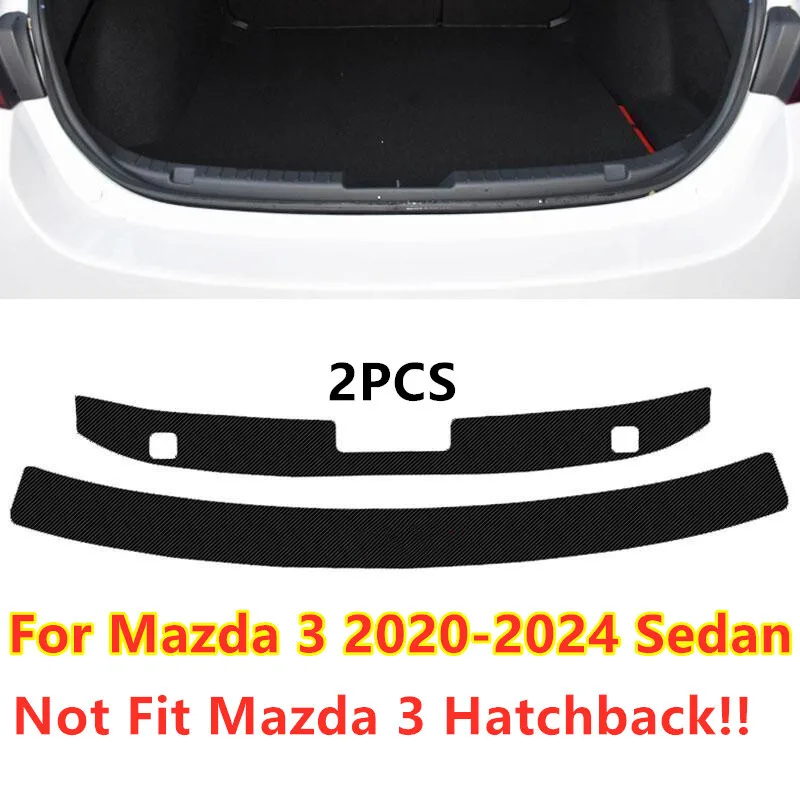 

2X PU Leather Rear Bumper Protector Plate Cover For Mazda 3 2020-2024 Sedan